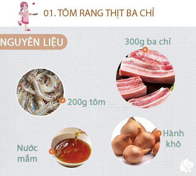 Nguyên liệu cho món tôm xào thịt
