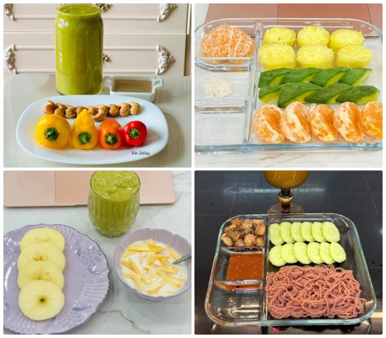 Các bữa sáng lần lượt gồm các món như sau.
